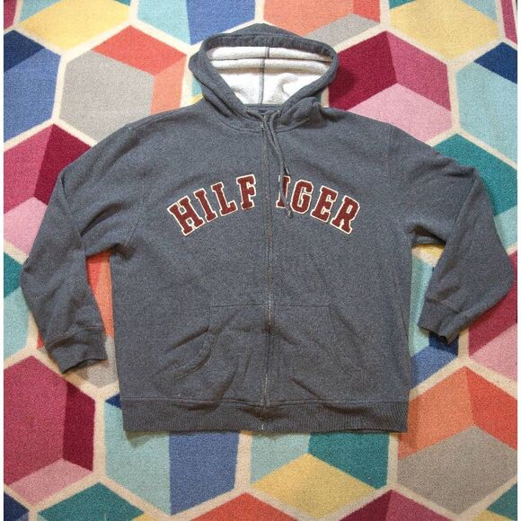 Tommy Hilfiger Mens Full Zip‎ Hoodie L Gray - Picture 1 of 2